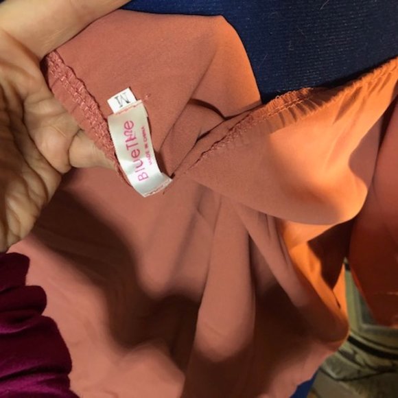 BlueTime Chiffon Ruffled Pink Off Shoulder Top - Picture 3 of 4